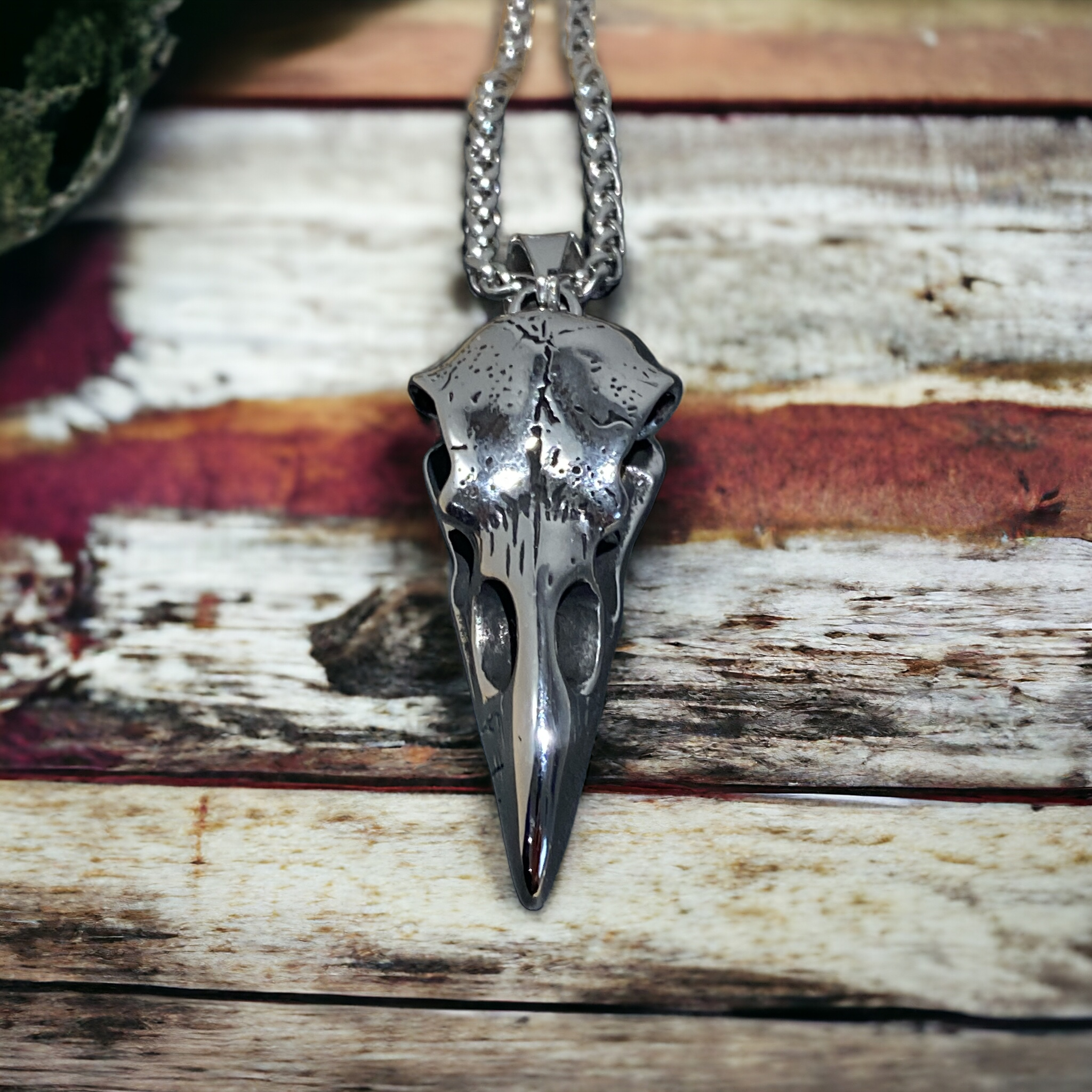 Norse Raven Skull Pendant and Chain