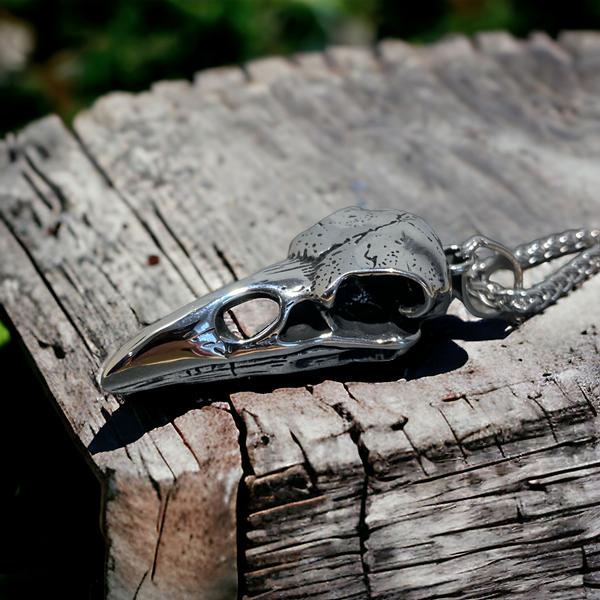 Norse Raven Skull Pendant and Chain