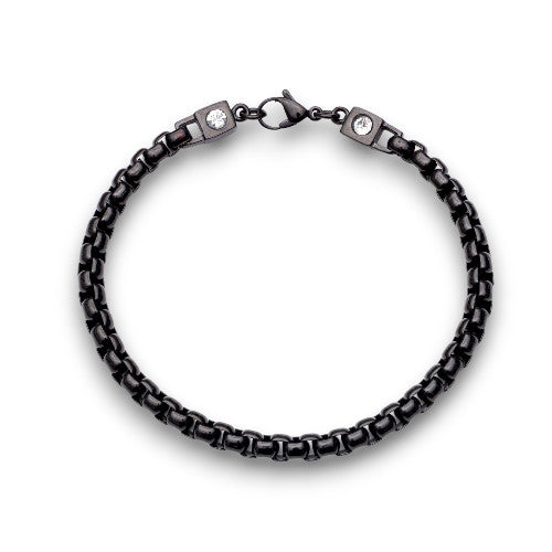 Tribal Black Round Box Chain Bracelet