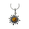 Amber and Sterling Silver Sun Pendant
