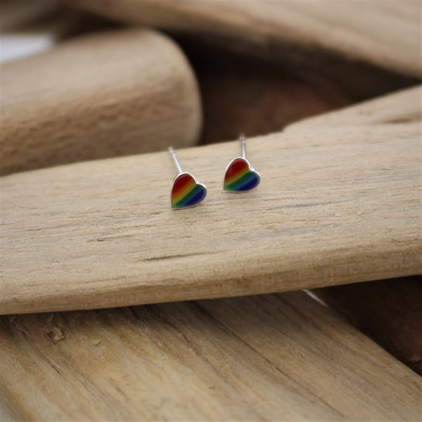 Rainbow Hearts Stud Earrings