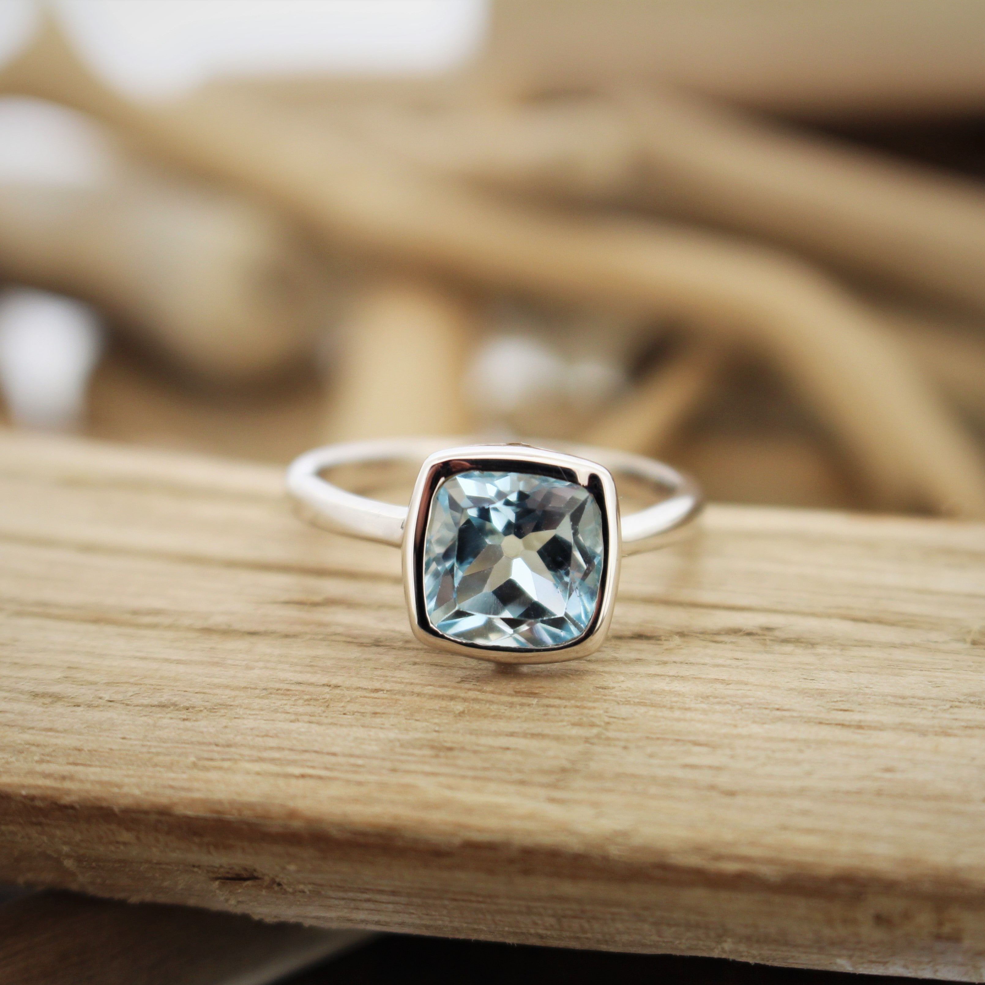 Sky Blue Topaz Solitaire Ring