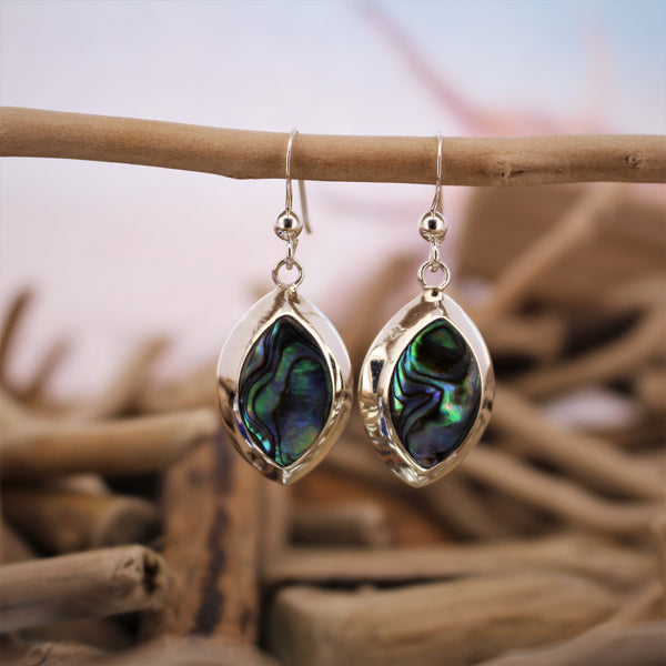 Silver and Abalone Hook Earrings