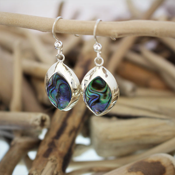 Silver and Abalone Hook Earrings