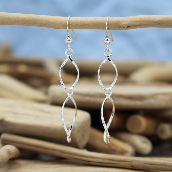 Silver Oval Links Hook Earrings