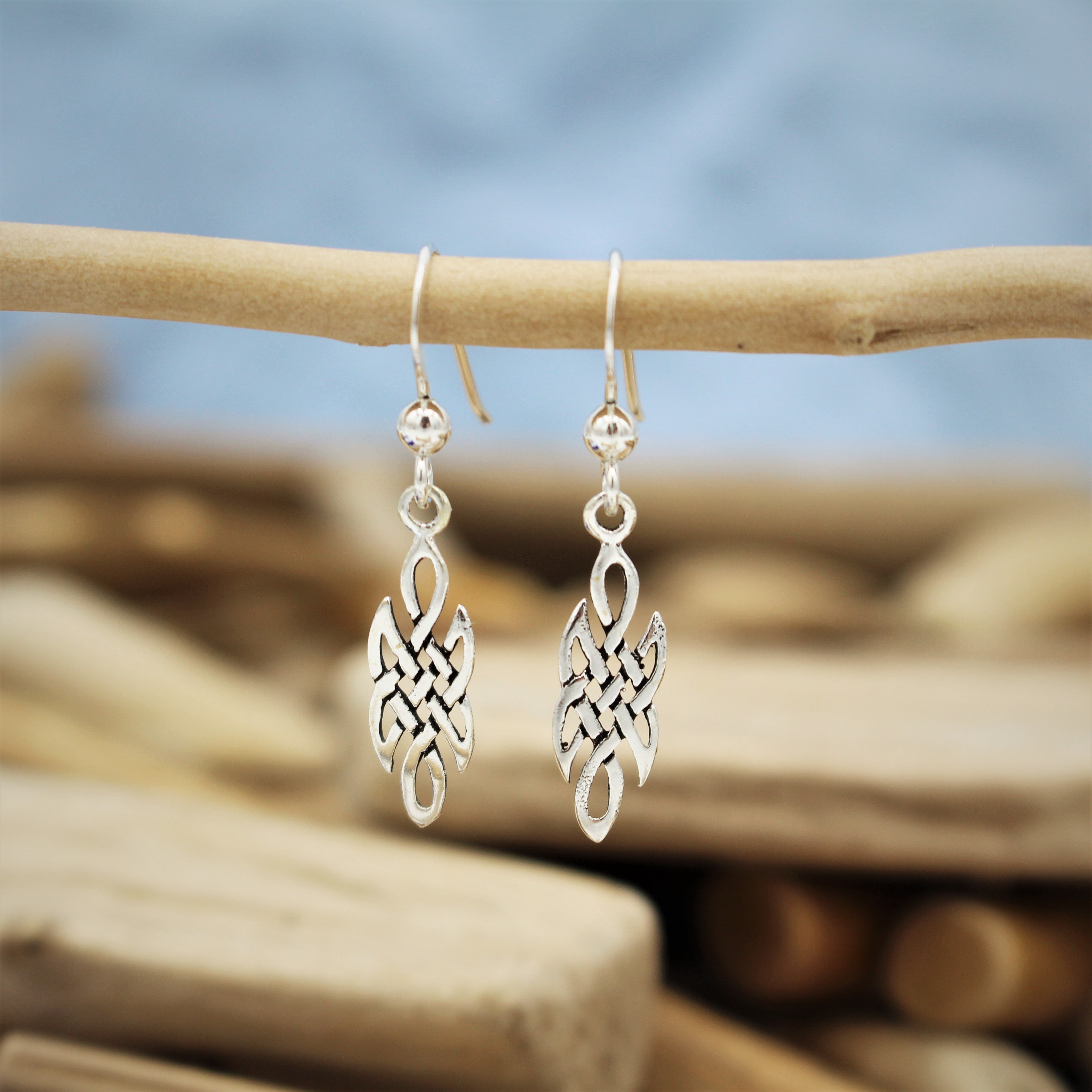 Silver Celtic Knot Hook Earrings