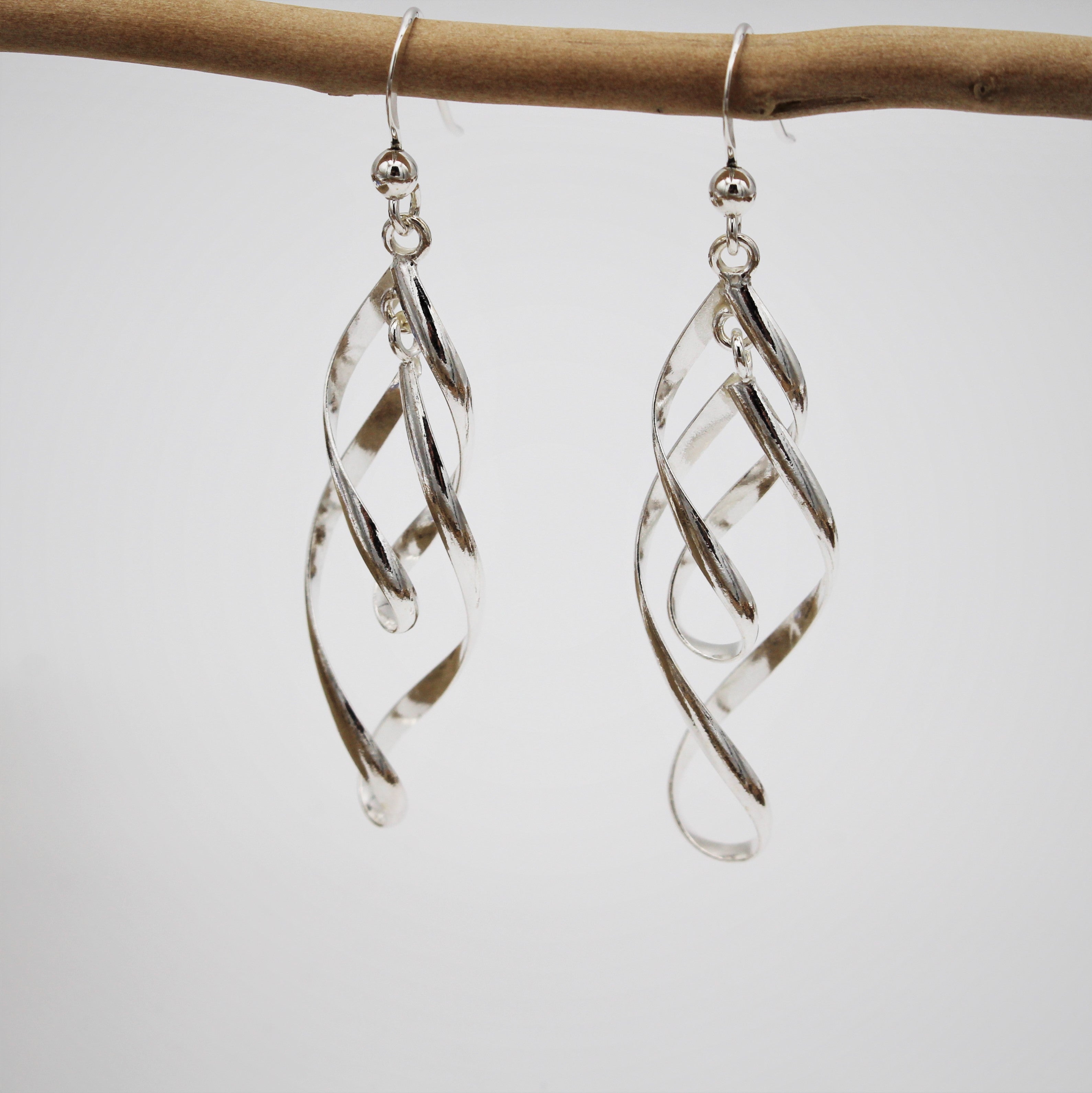 Silver Spiral Hook Earrings