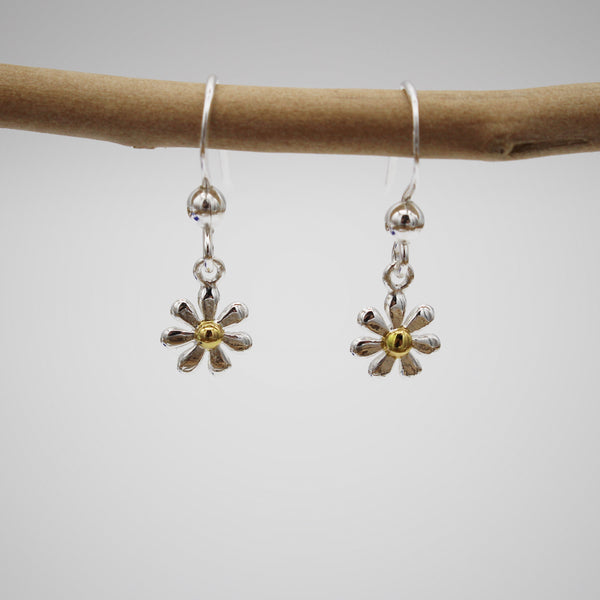 Silver Flower Hook Earrings