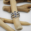 Sterling Silver Oxidized and Moonstone Chevron Ring