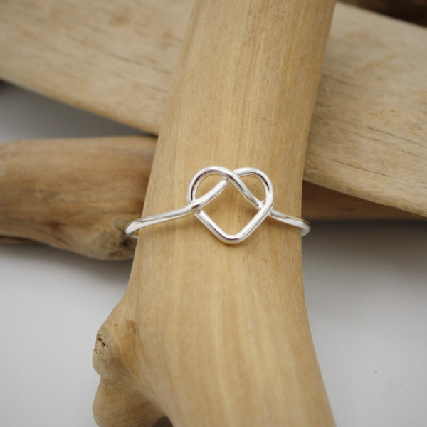 Silver Heart Knot Ring