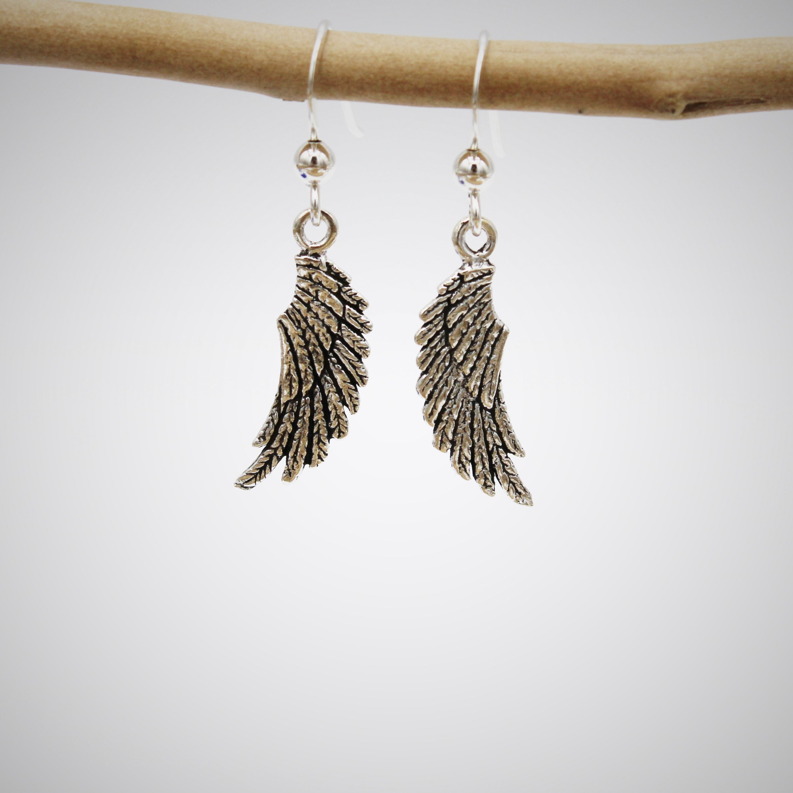 Silver Wings Hook Earrings