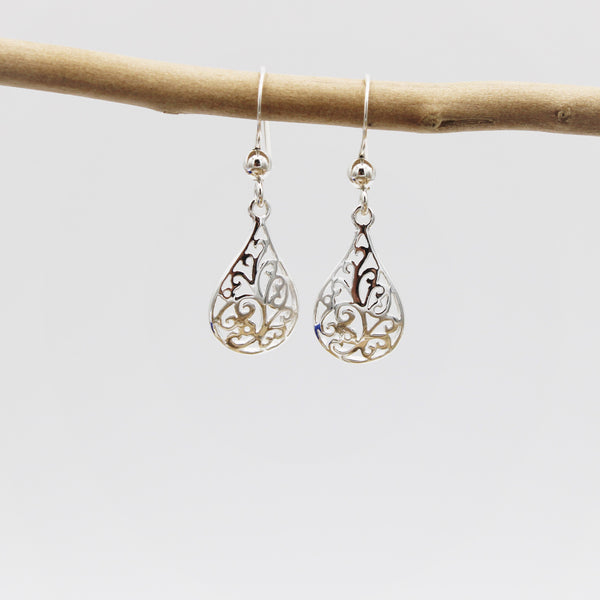 Silver Swirl Hook Earrings