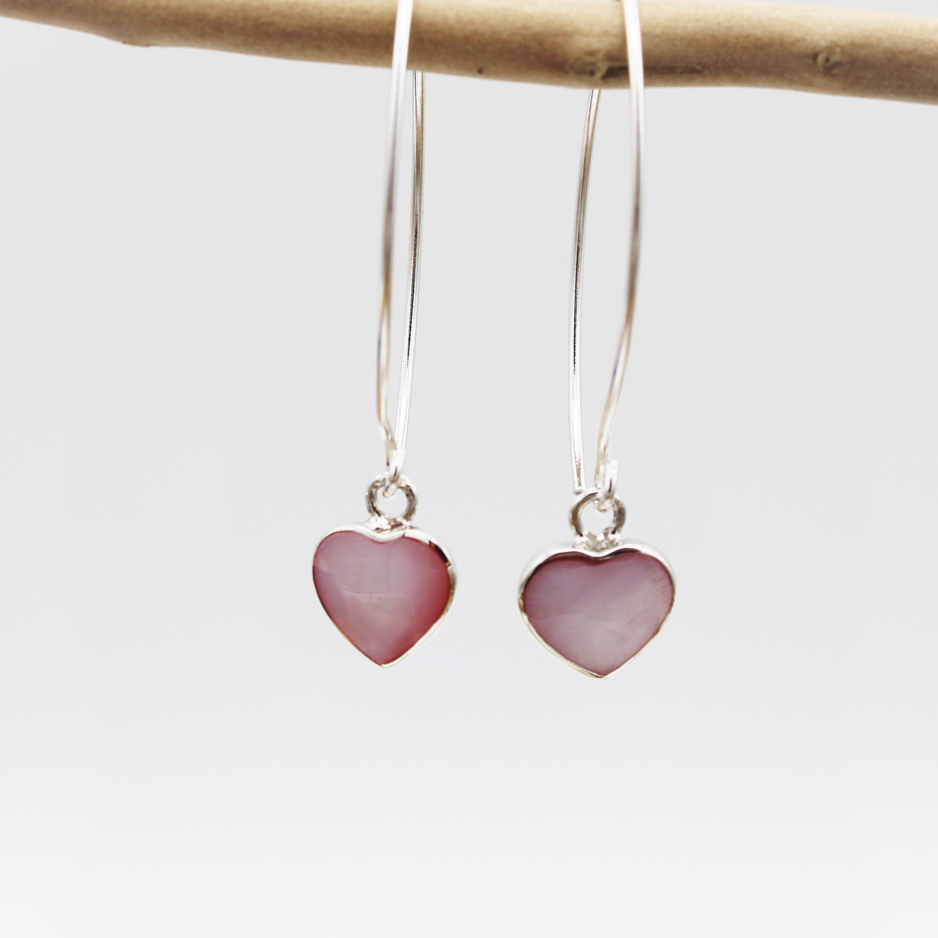 Silver Shell Heart Hook Earrings