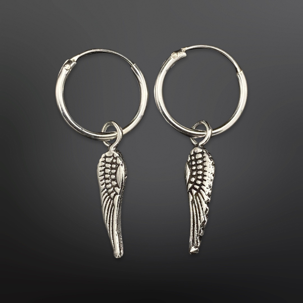 Silver Wing Hoop Earrings